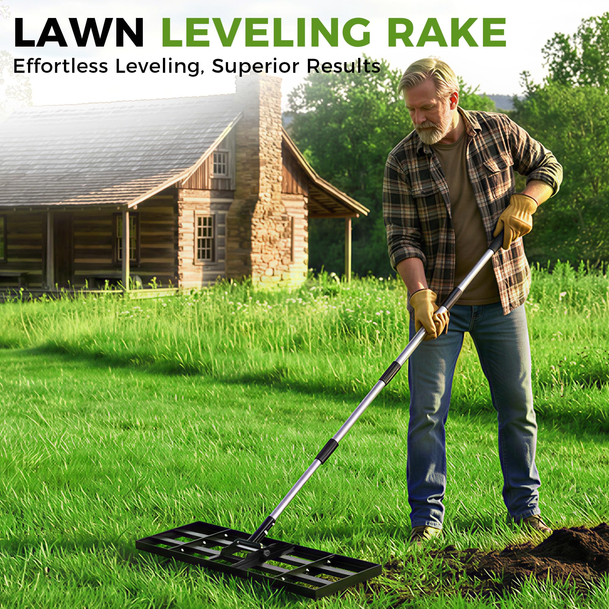 Yociqeul lawn leveling rake with 76-inch adjustable handle reduces back strain