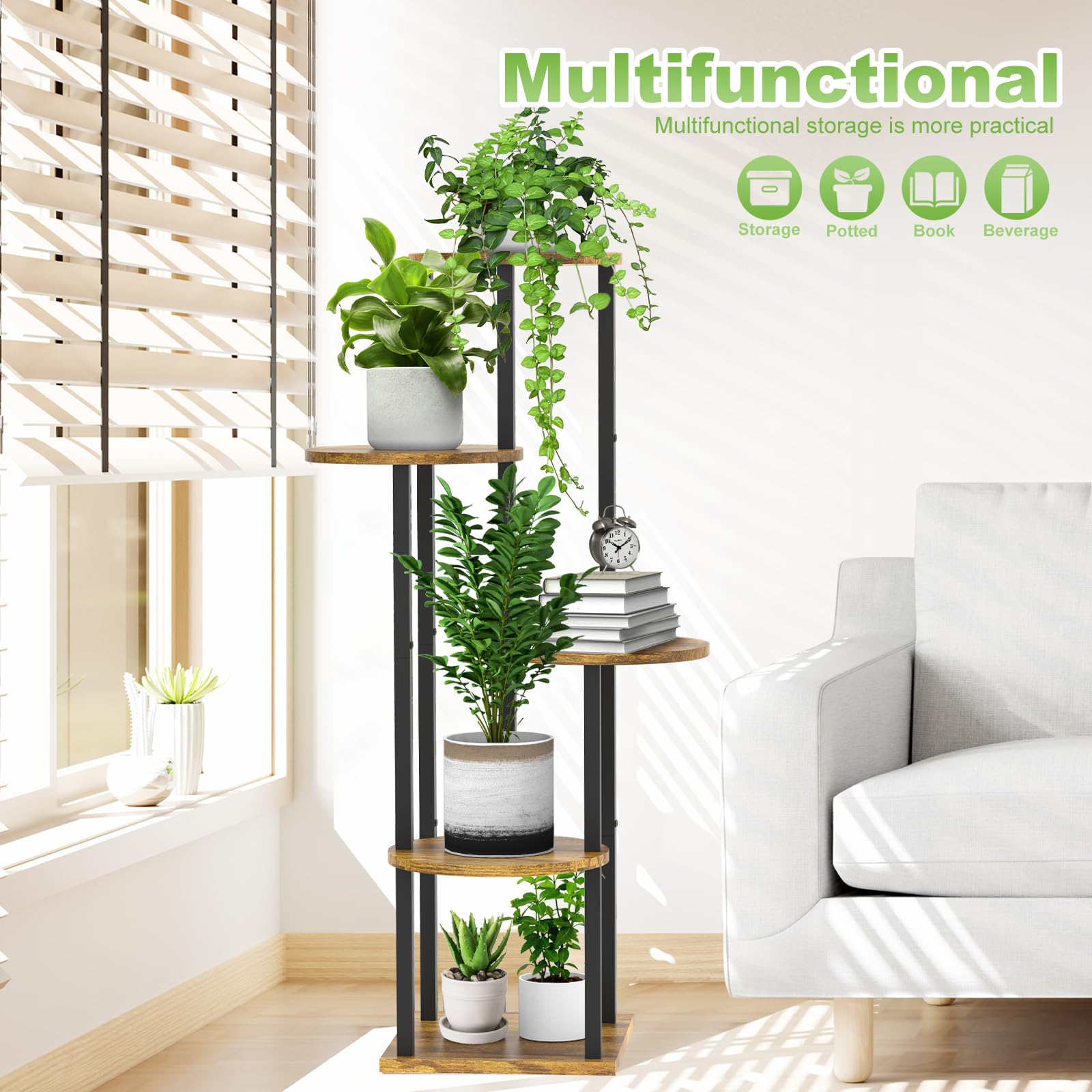 YOCOMEY corner plant display fits living room or balcony.