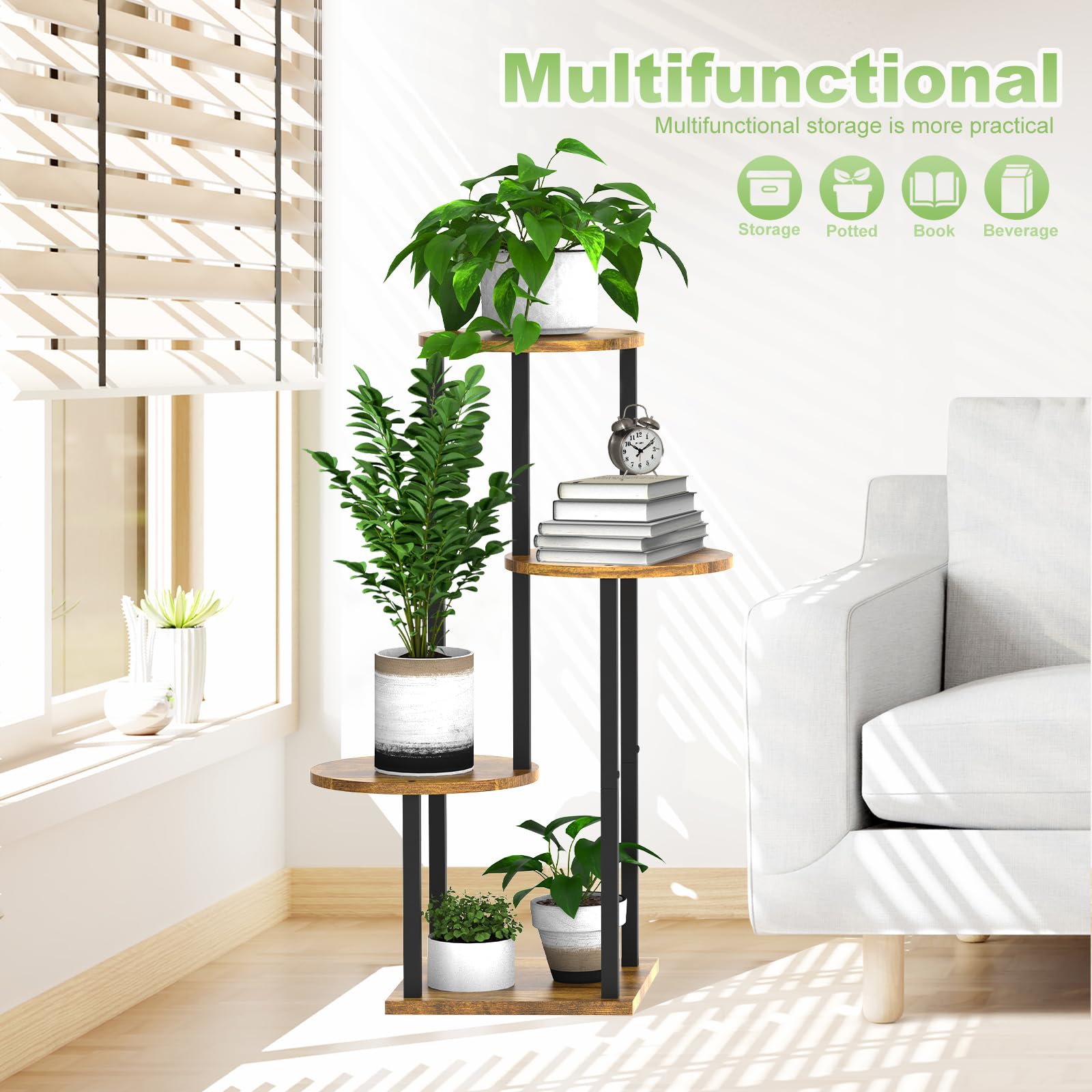 YOCOMEY corner plant rack placed on balcony garden for outdoor vibe