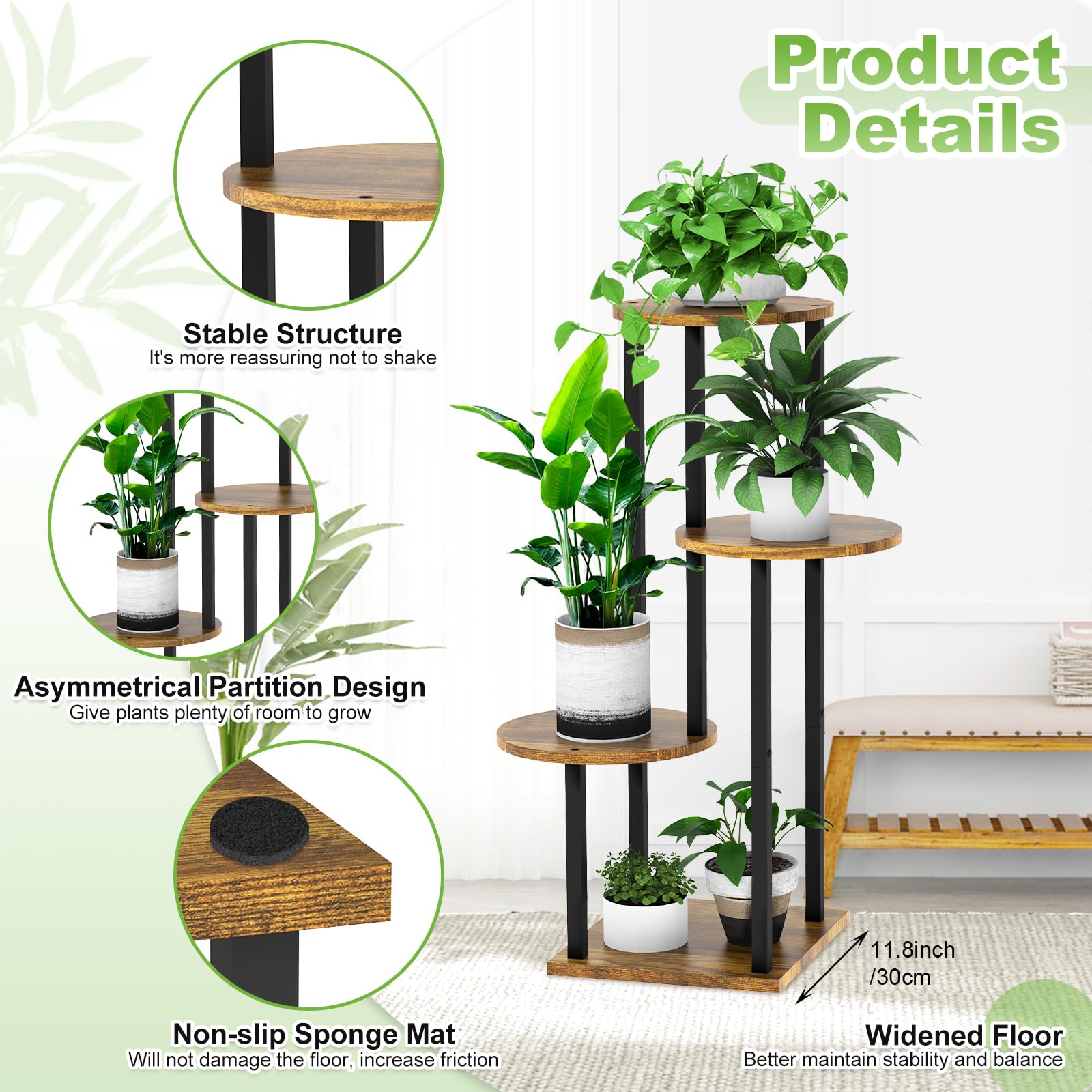 YOCOMEY indoor plant display on living room shelf with multiple pots