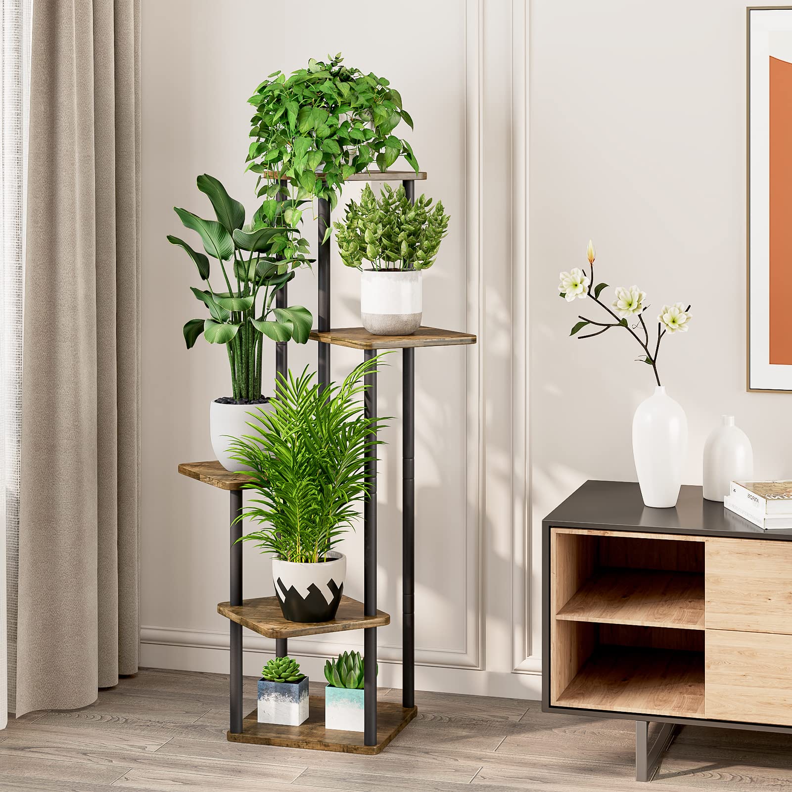 YOCOMEY indoor-plant-display-living-room enhances greenery with minimalist style.