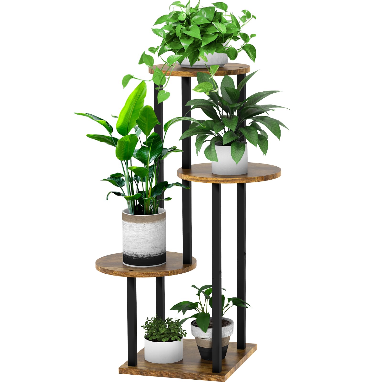 YOCOMEY 4-tier plant stand in corner displaying four pots for space-saving elegance
