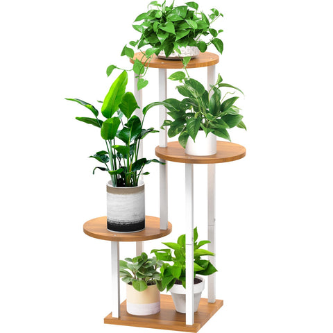 YOCOMEY 4-tier corner plant stand keeps multiple pots organized and sunlit.