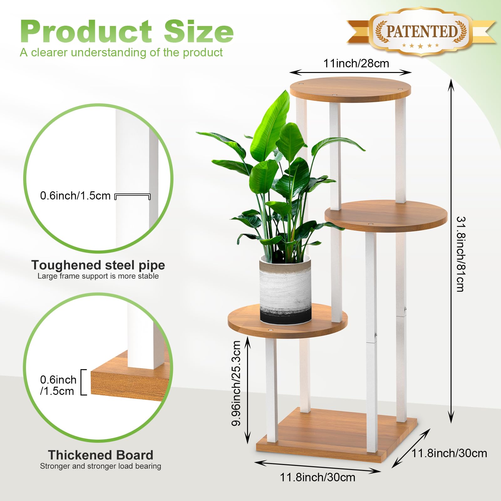 YOCOMEY metal frame white plant stand shows off plants with sturdy support.