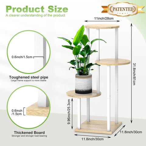 YOCOMEY plant stand metal frame with wood grain base supports sturdy indoor displays.