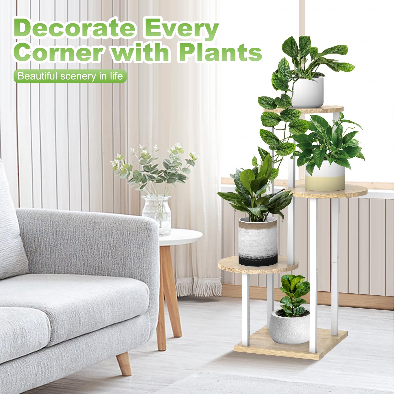 YOCOMEY plant stand round foot pads protect floors and improve balance.