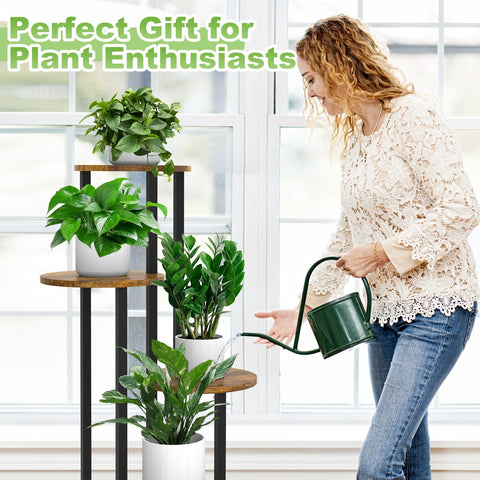 YOCOMEY plants and photos display on a tall shelf.
