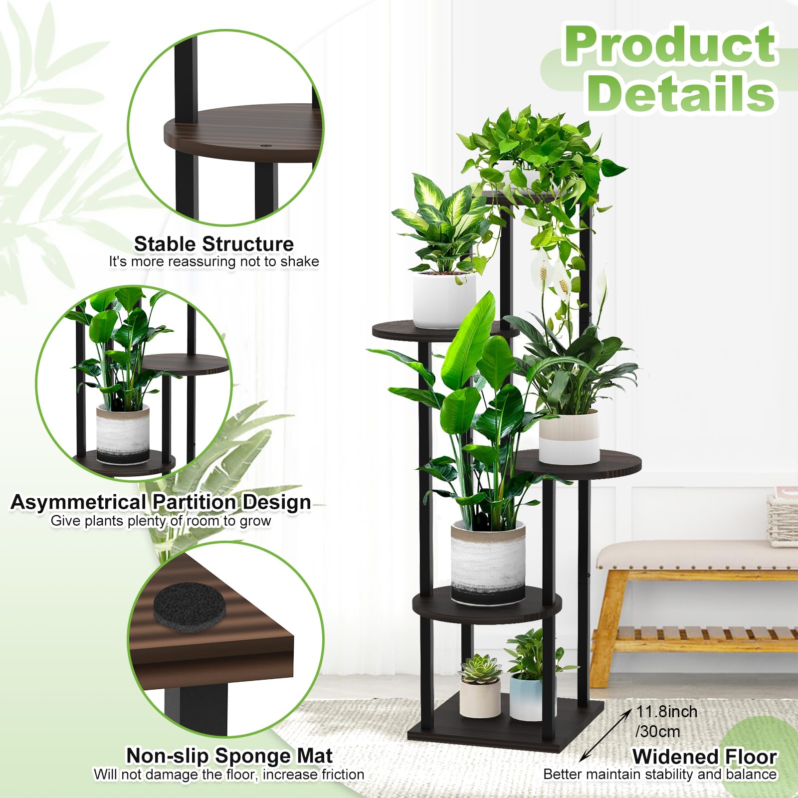 YOCOMEY round foot pads prevent scratches and balance the plant stand