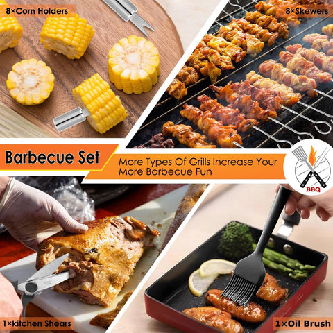 Safety-focused Yoehka design with heat-resistant grips and included grill glove.
