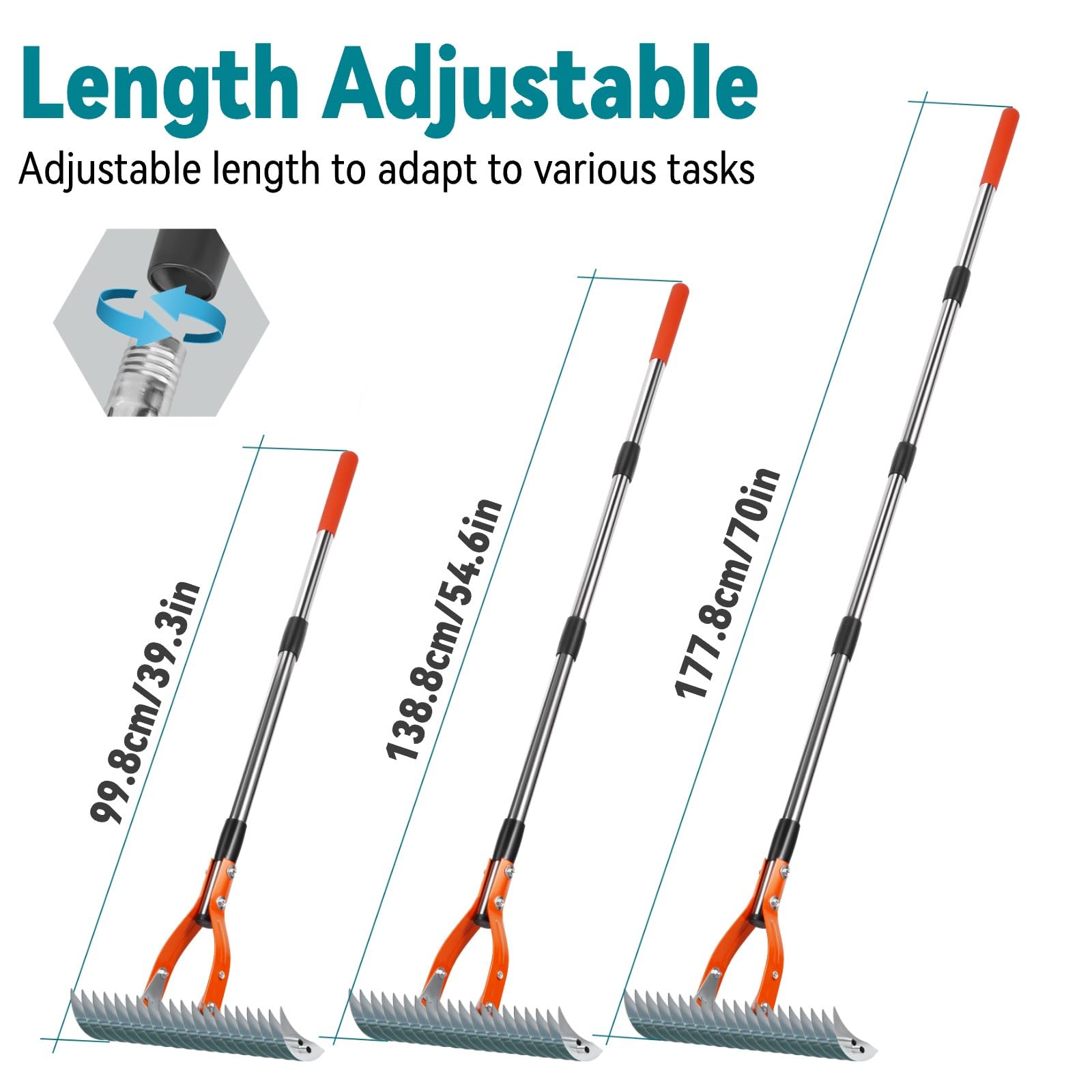 Yofidra two-sided thatch rake enables side-by-side lawn maintenance tasks.