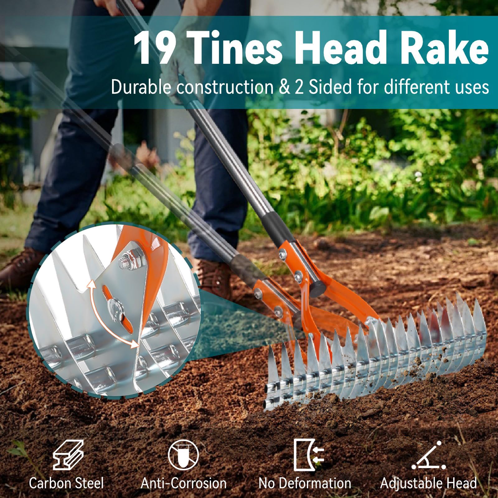 Yofidra 70-inch adjustable handle eases dethatching for varied user heights.