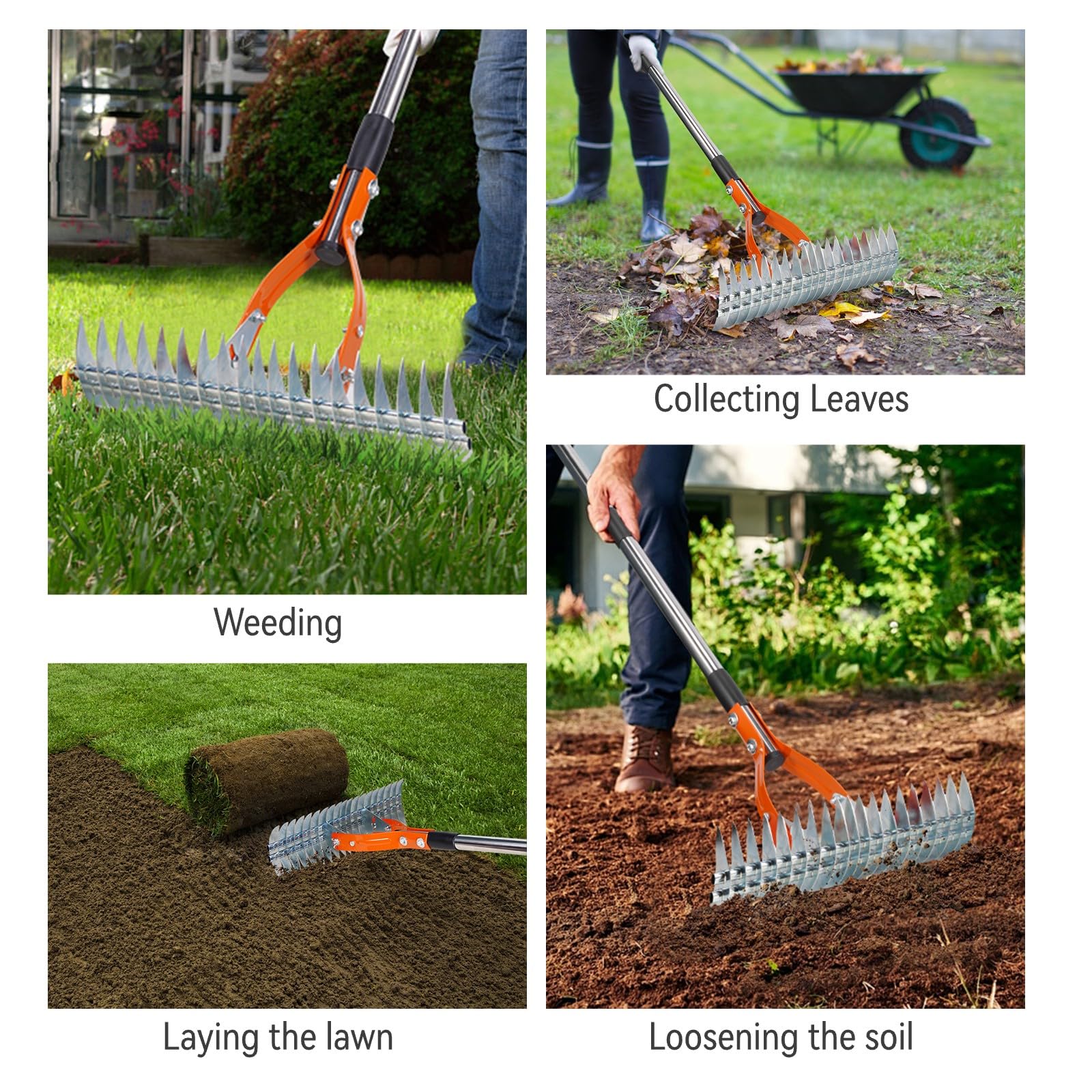 Yofidra dethatching rake supports seed prep and debris removal on lawns.