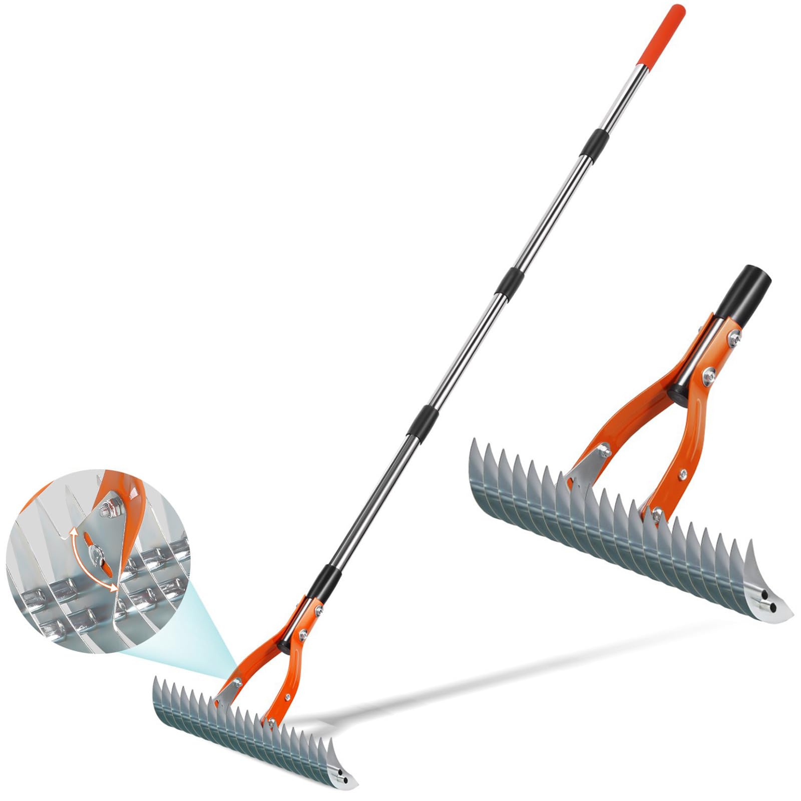 Yofidra thatch rake head with 19 tines removes lawn thatch for better drainage.