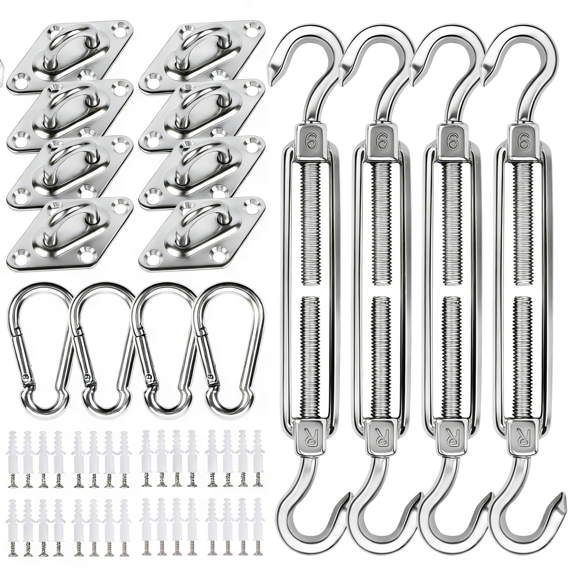 YOFIT shade sail hardware kit packaged for easy outdoor shade planning.