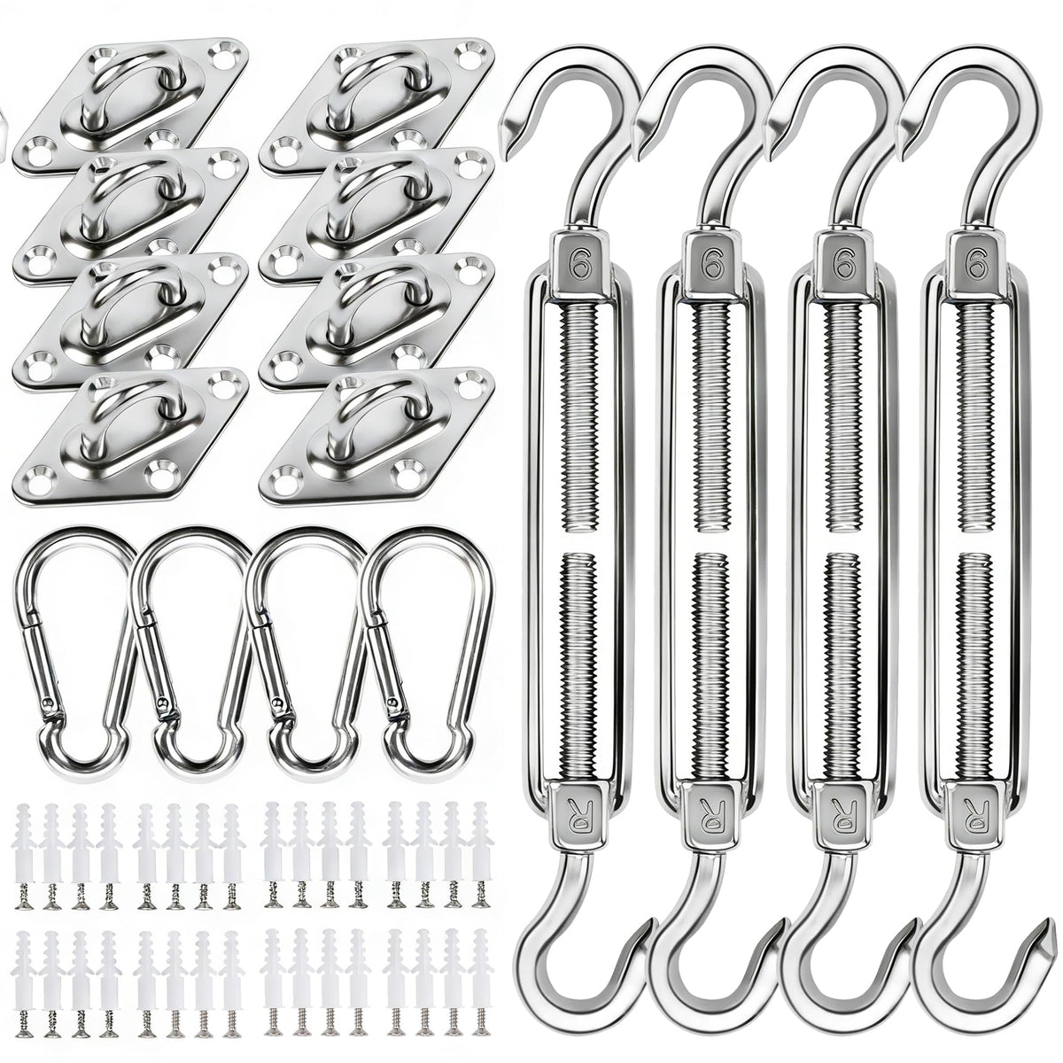 YOFIT shade sail hardware kit packaged for easy outdoor shade planning.