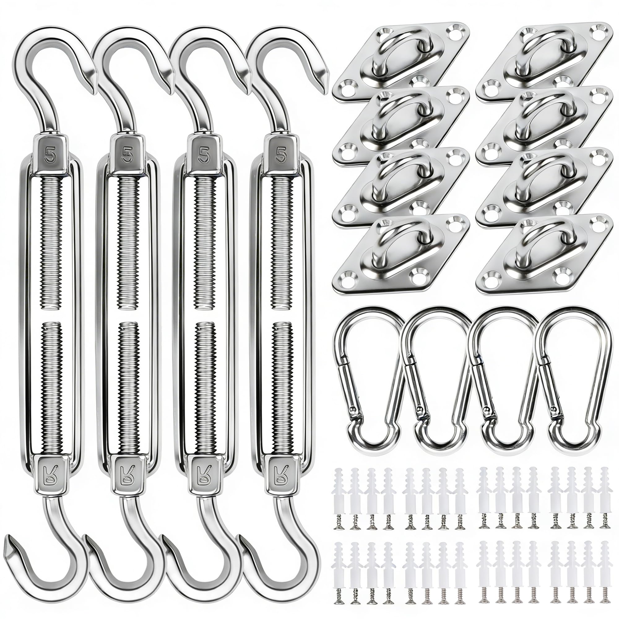 YOFIT shade sail hardware kit top view for complete installation