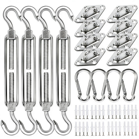 YOFIT shade sail hardware kit top view for complete installation