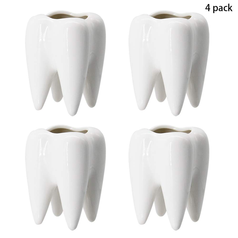 YOFIT teeth pot white desk decor ideal for succulents and small plants.