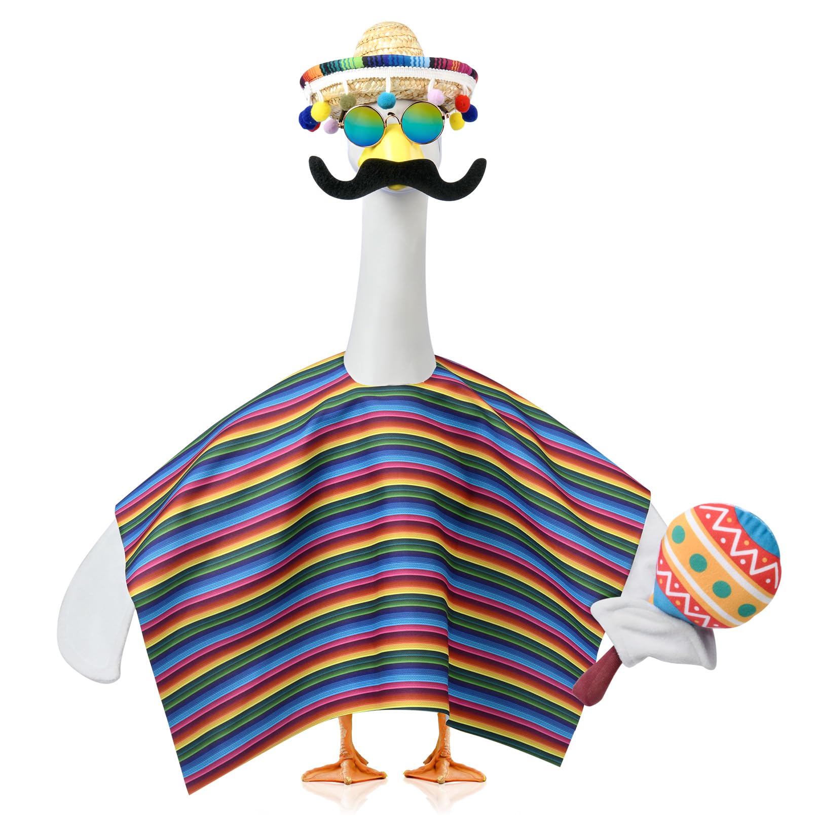 YOGFIT Mexican porch goose outfit hat adds festive color to outdoor decor.