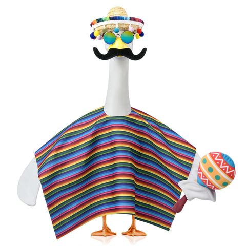 YOGFIT Mexican porch goose outfit hat adds festive color to outdoor decor.