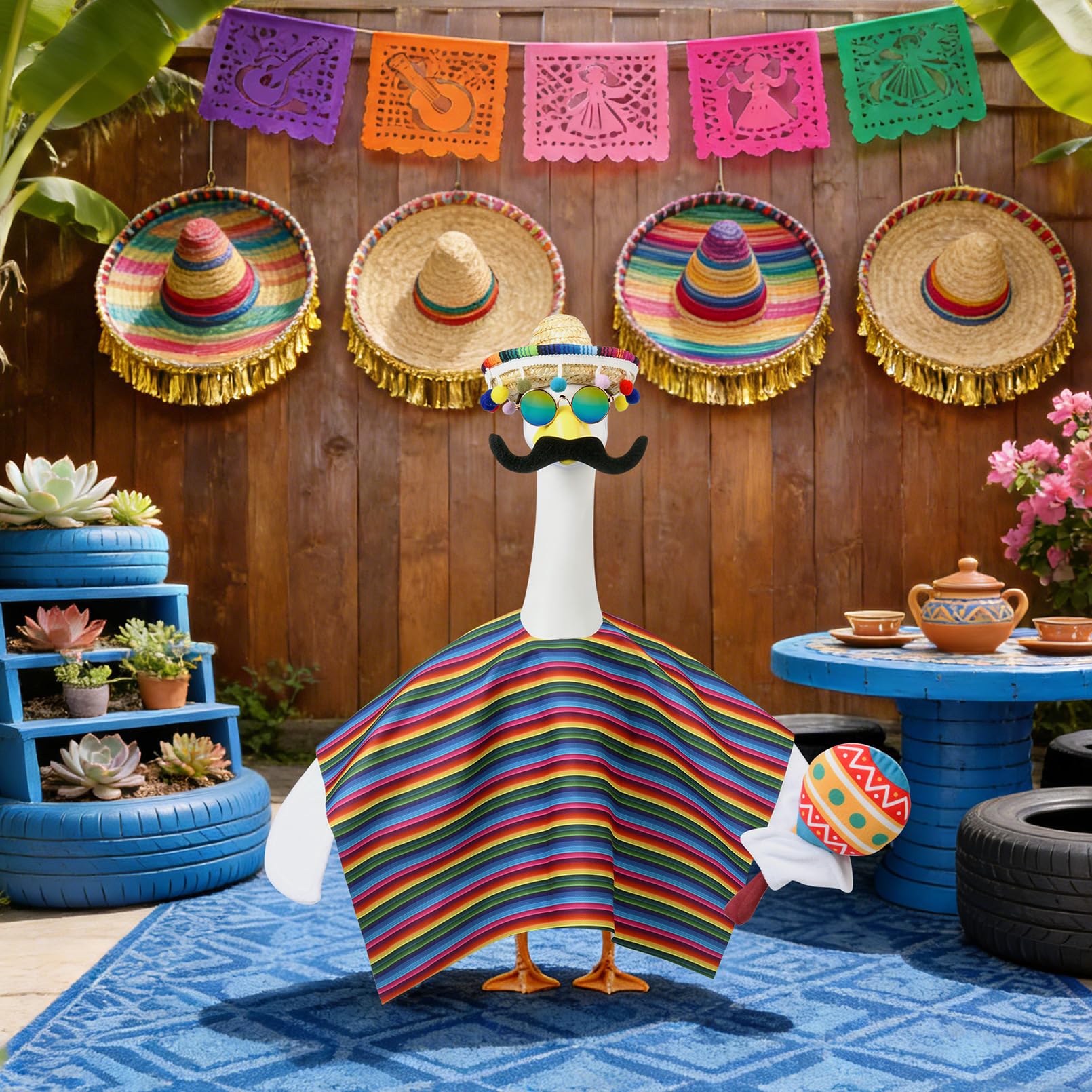YOGFIT goose wing accessory completes the Mexican fiesta look.