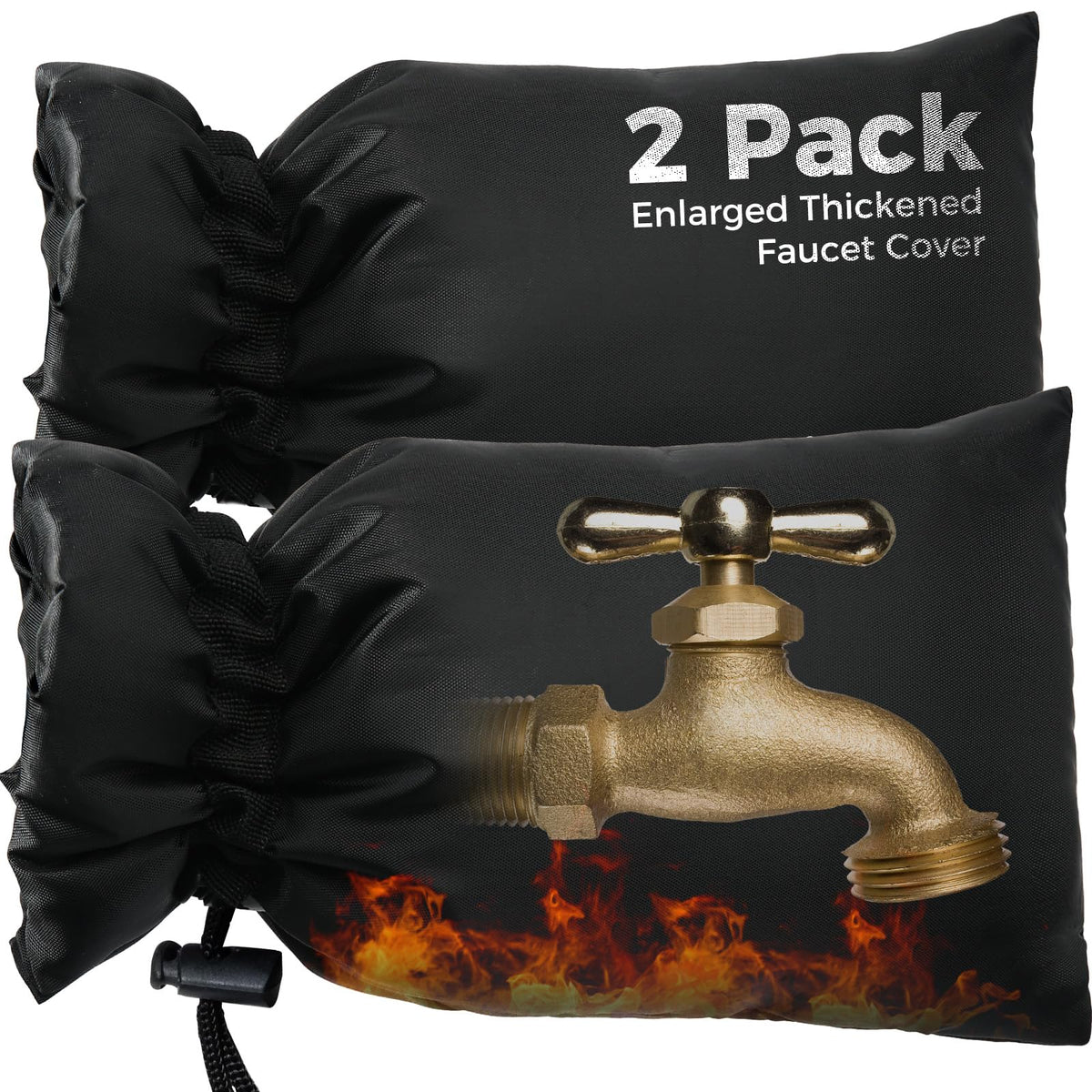 YOGINGO outdoor faucet cover front view shows wall-fit design for winter protection
