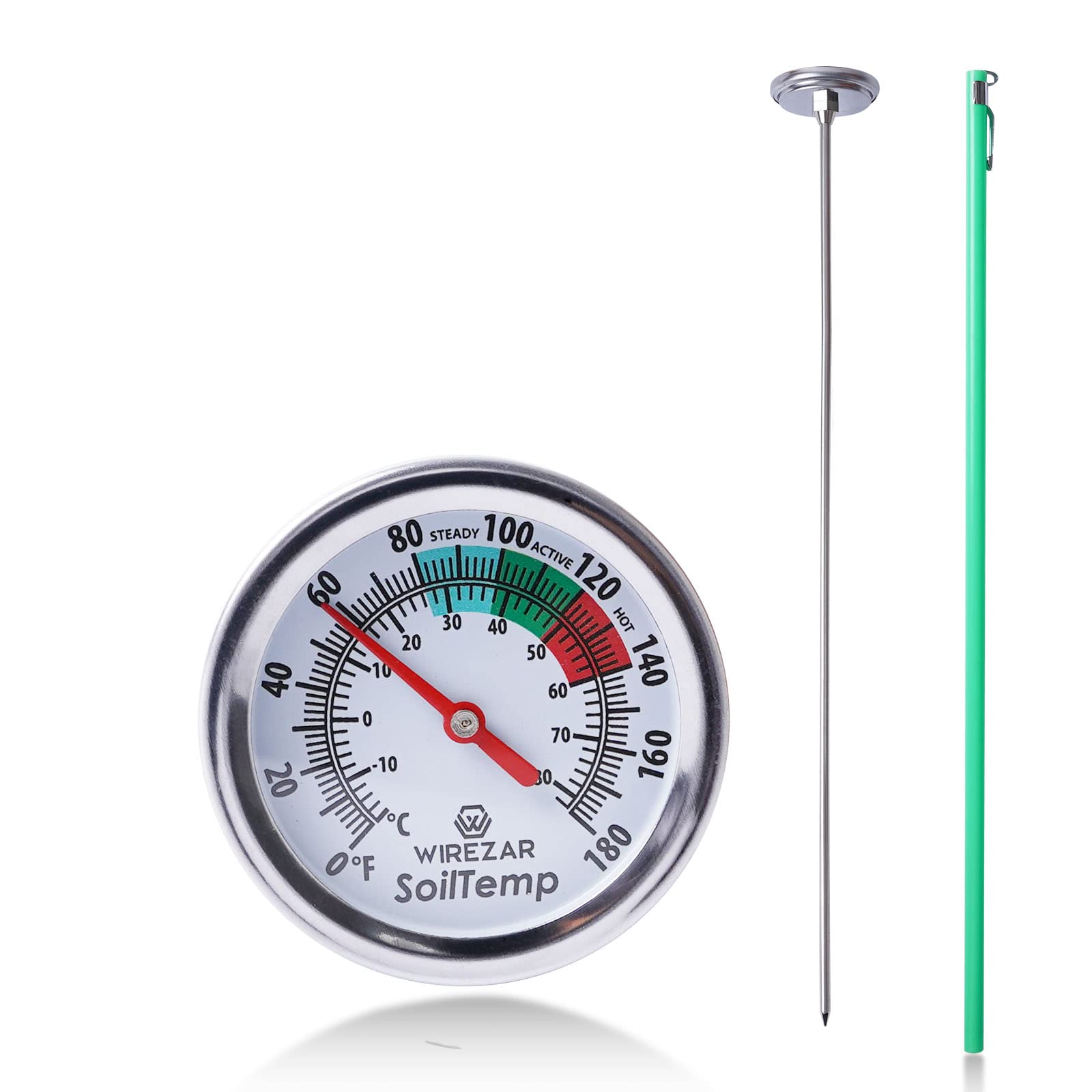 Yogyro backyard compost thermometer-16in dial provides clear temperature readings.
