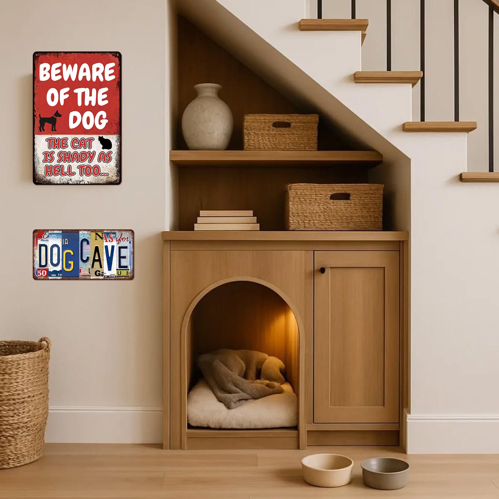 YOHIYE dog sign with pre-drilled holes for quick, tool-free mounting.