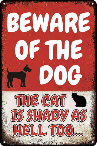 YOHIYE beware of dog sign on weatherproof metal for outdoor yard decor.