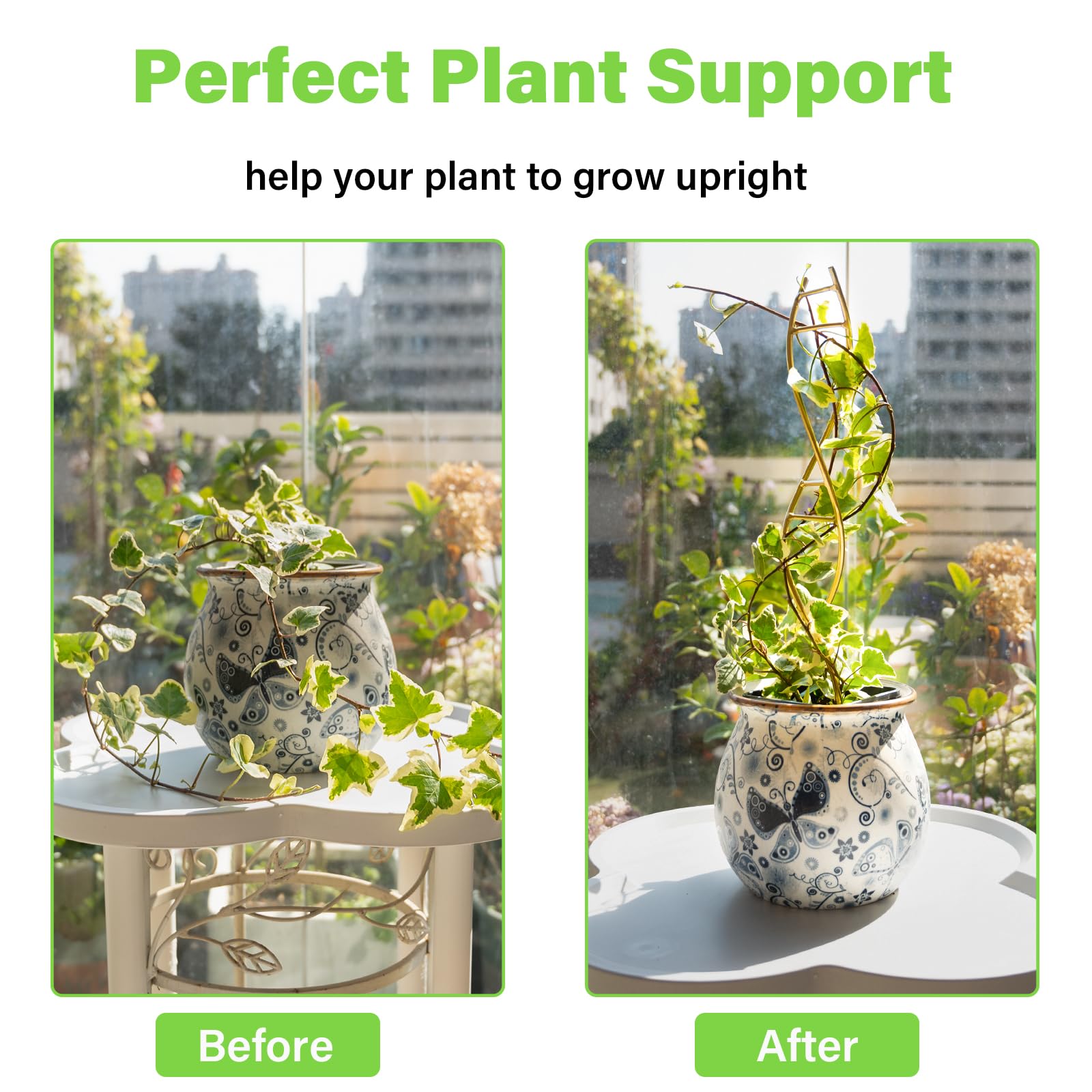 Yohsnor DNA Plant Trellis in outdoor setting highlights durable iron construction.