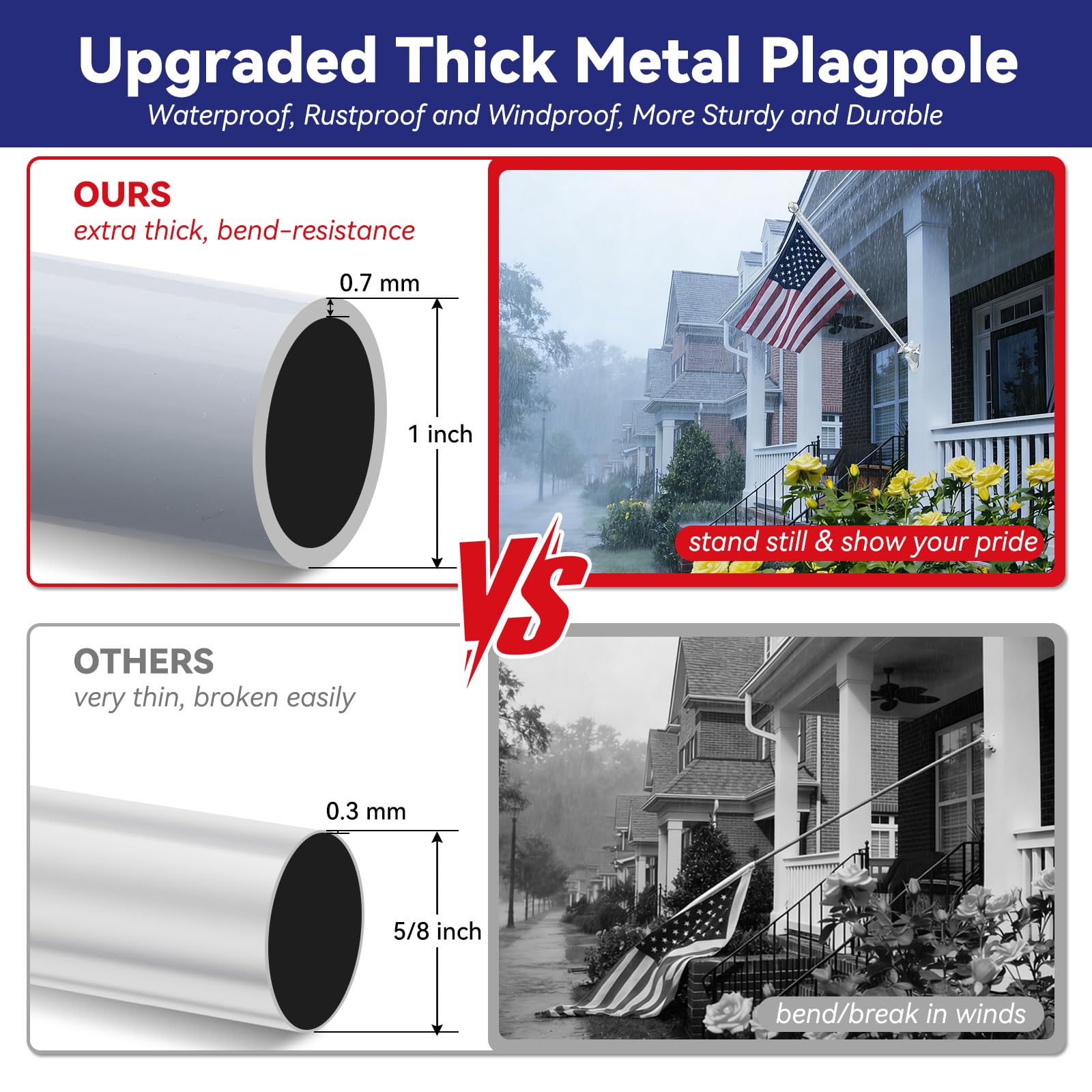 YOHSUGO 1-inch pole delivers heavy-duty, long-lasting outdoor performance.
