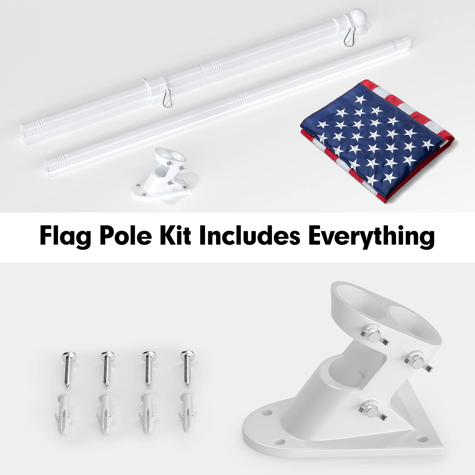 YOHSUGO white stainless steel flag pole offers sturdy, weather-resistant support.