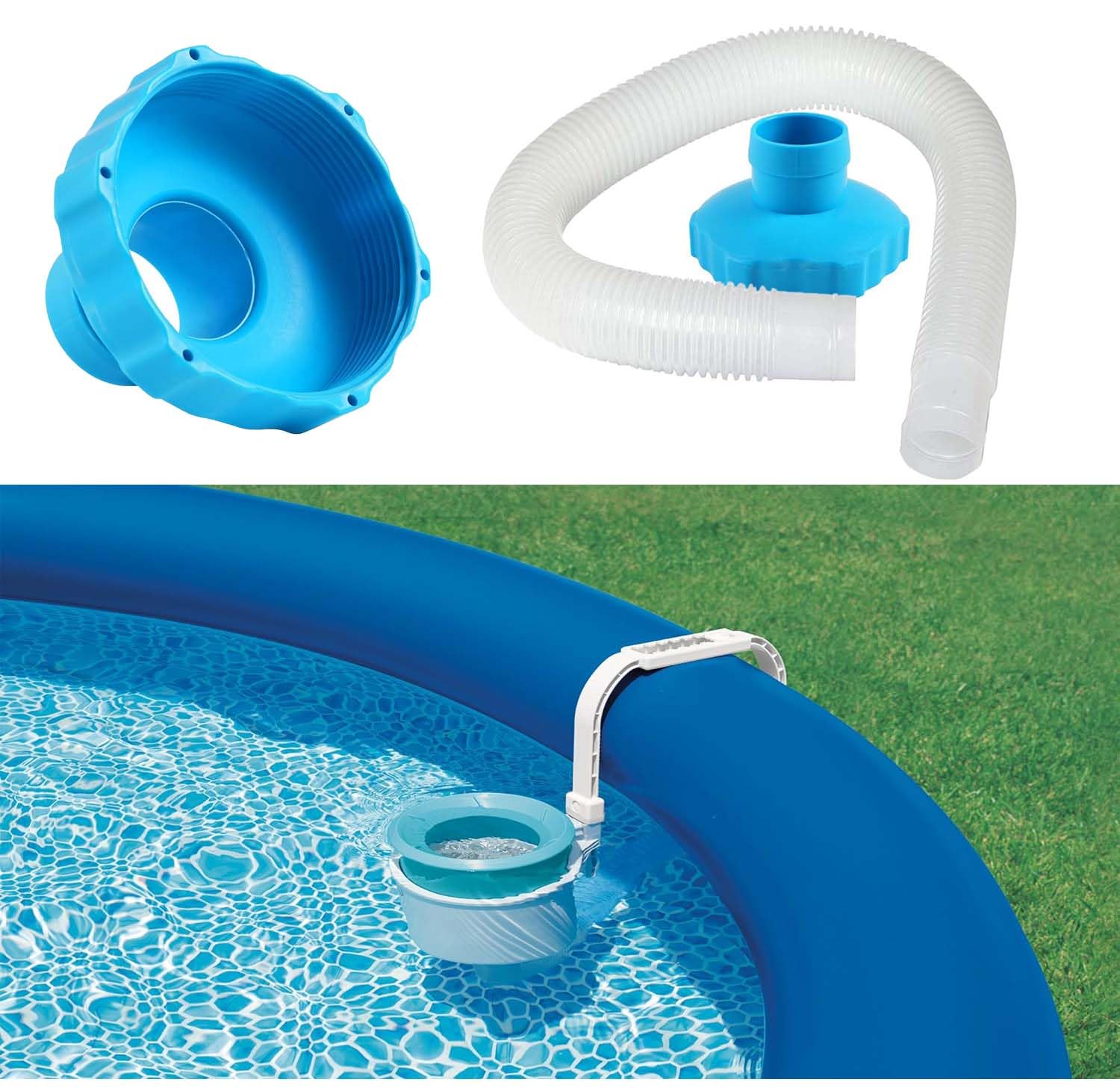 YOIASUGH 25016 installed on Intex pool showing upgraded skimmer setup