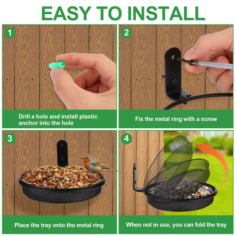 Yojanner fence bird feeder tray heavy-duty iron rings show durability