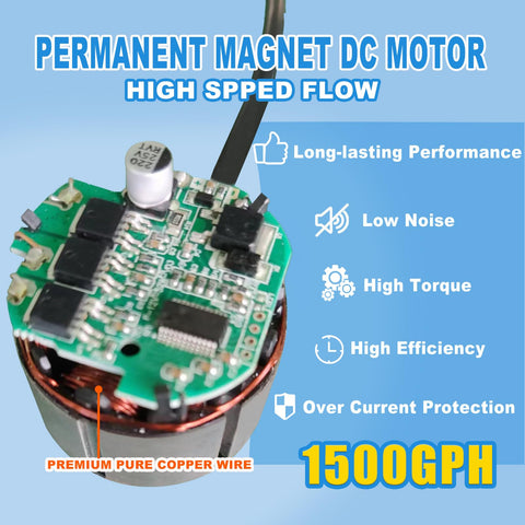 YOKING 1500 GPH performance emphasizes high flow to drain pools swiftly.