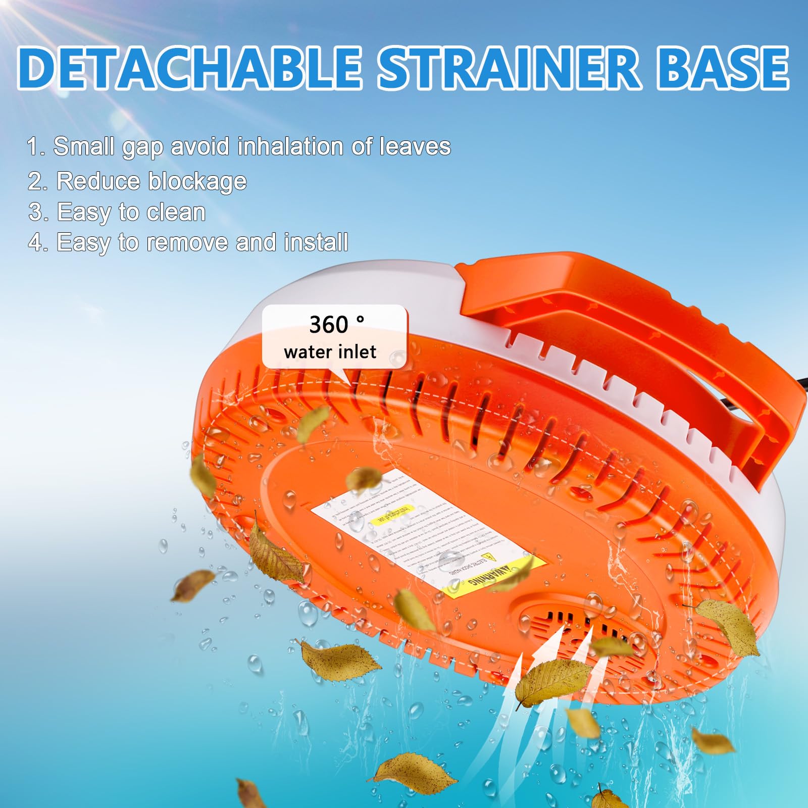 YOKING bottom-suction design shows stable draining near pool covers.