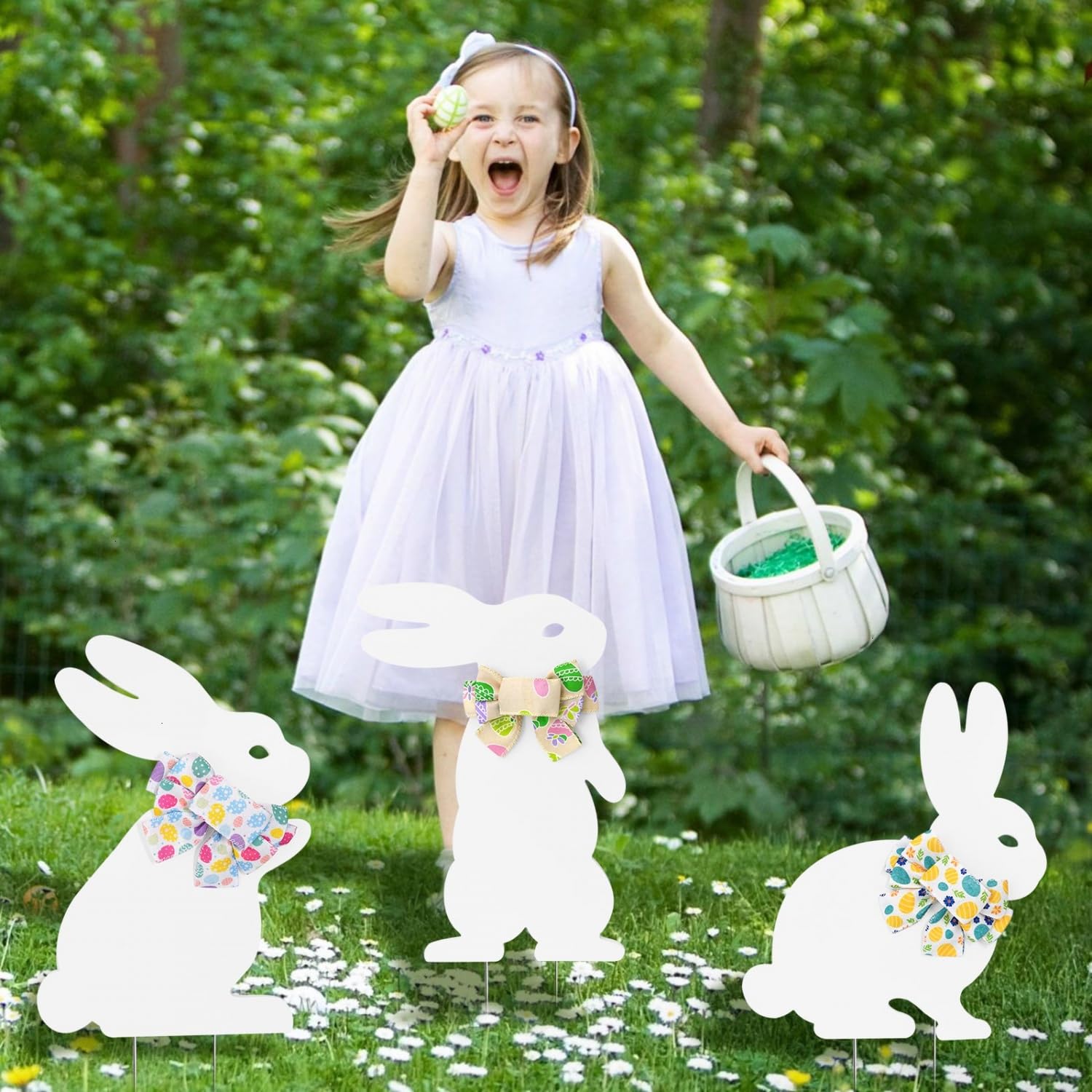 YoleShy 3-piece Easter yard display for a welcoming garden