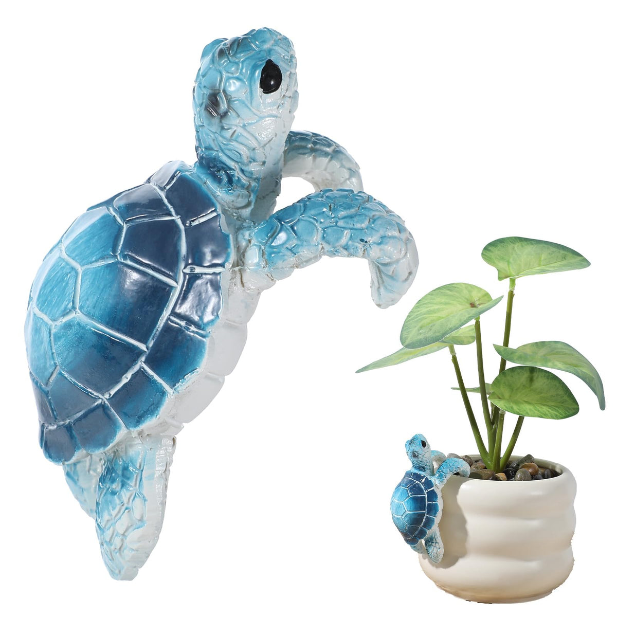 Yolev blue turtle plant decor on pots enhances color and charm for indoor and outdoor spaces.