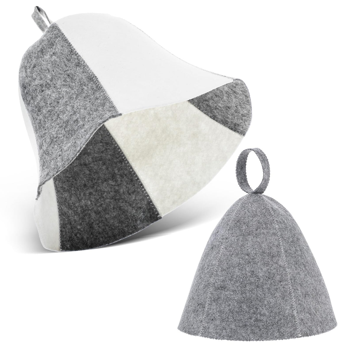 Yolev wool felt sauna hat gray front-angle view for comfortable spa use