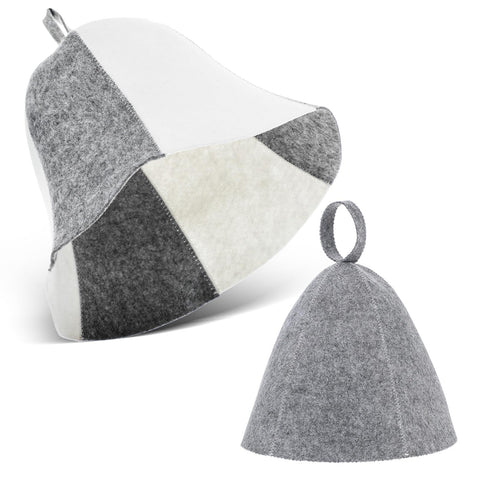 Yolev wool felt sauna hat gray front-angle view for comfortable spa use