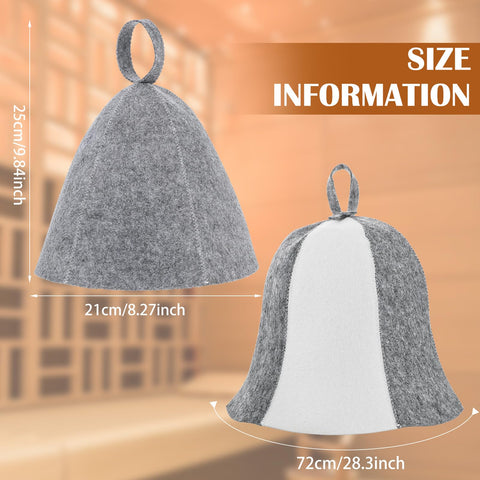 Yolev wool felt sauna hat gray-white two-color pack showing color options