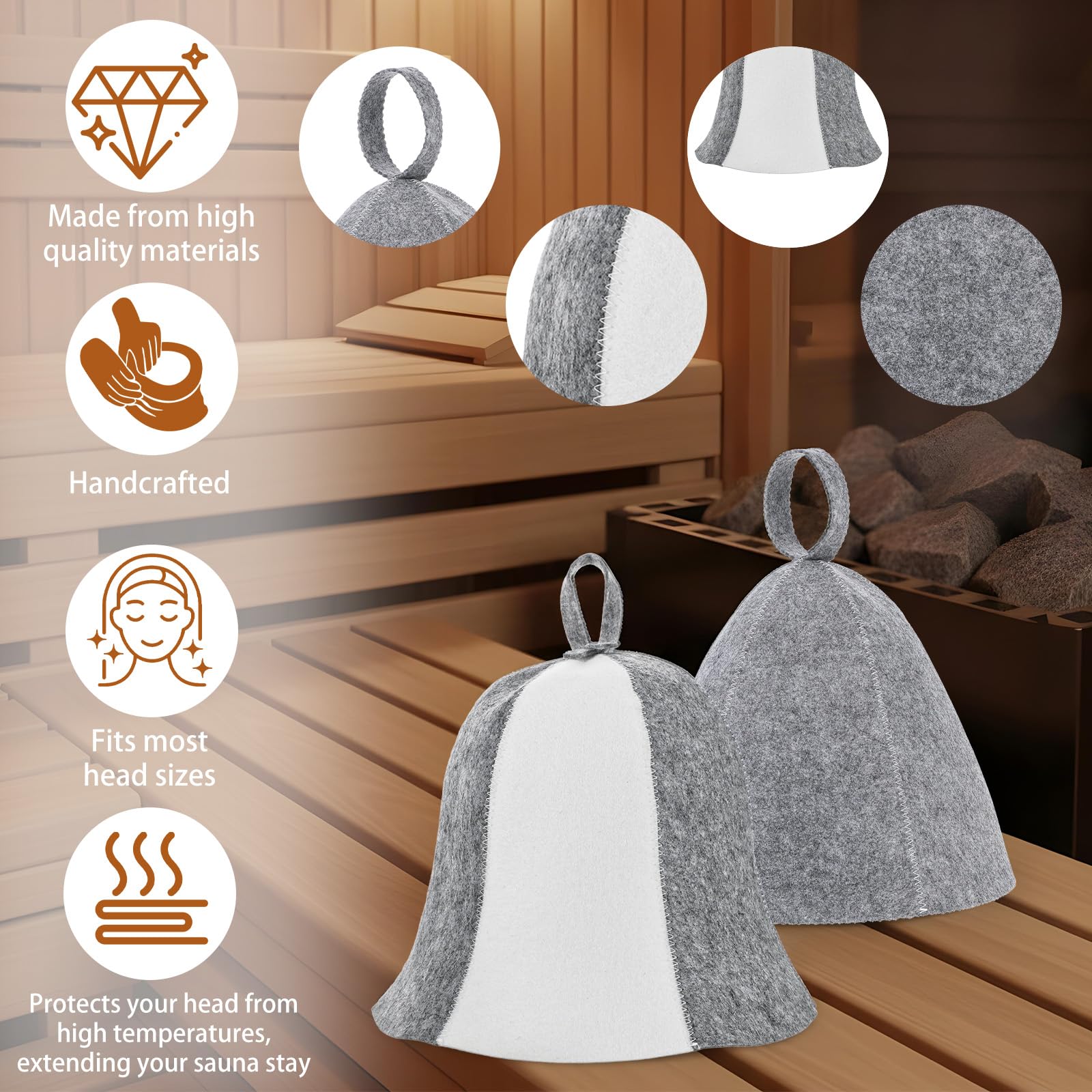Close-up of Yolev sauna hat stitching highlighting durable construction