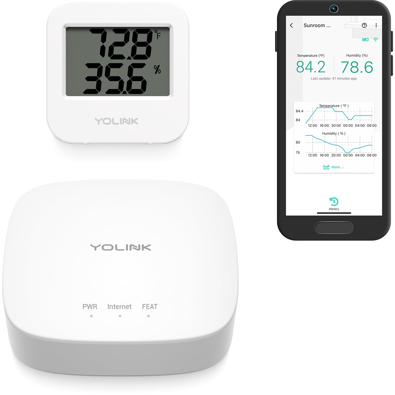 YoLink hub included, front view for quick setup and centralized monitoring.