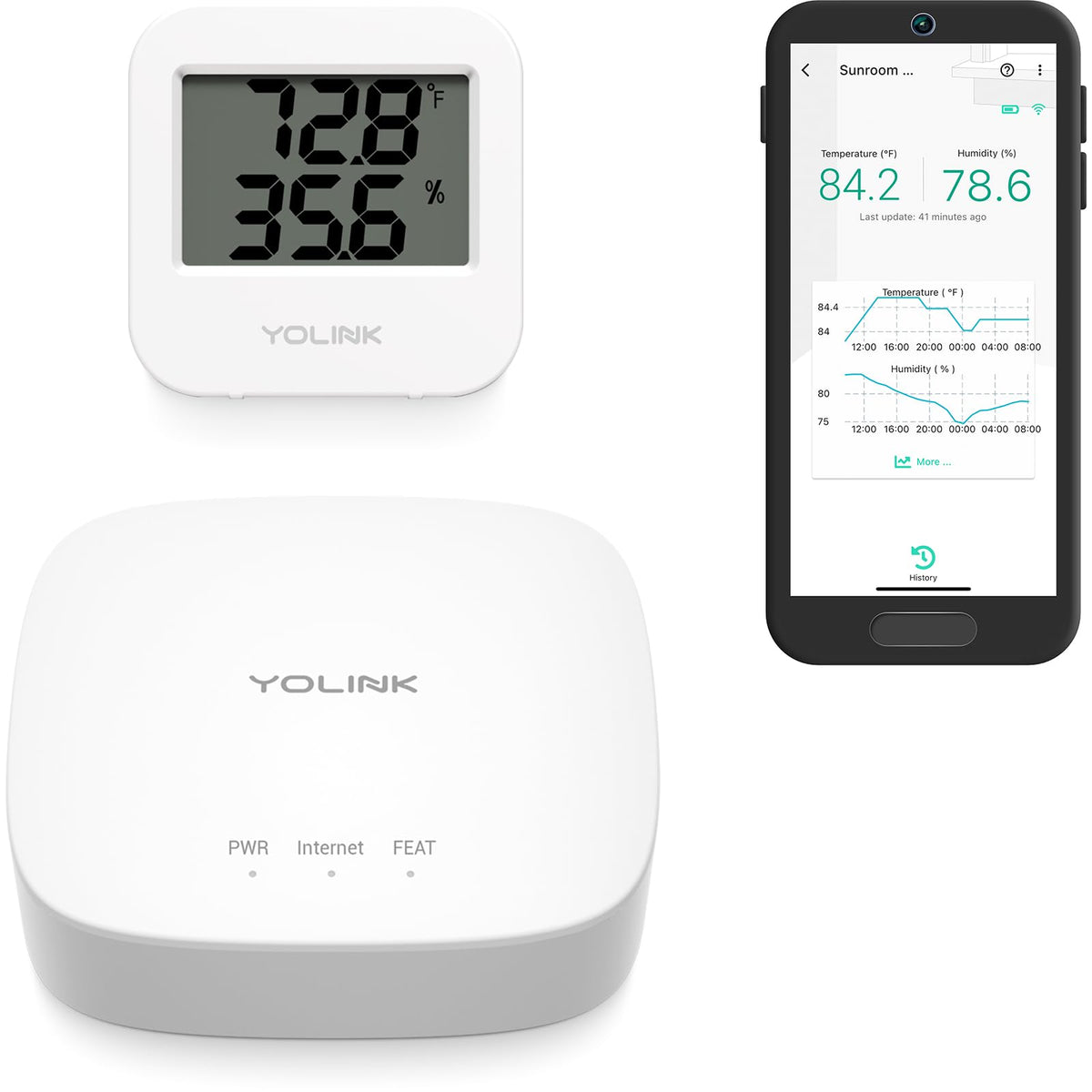 YoLink hub included, front view for quick setup and centralized monitoring.