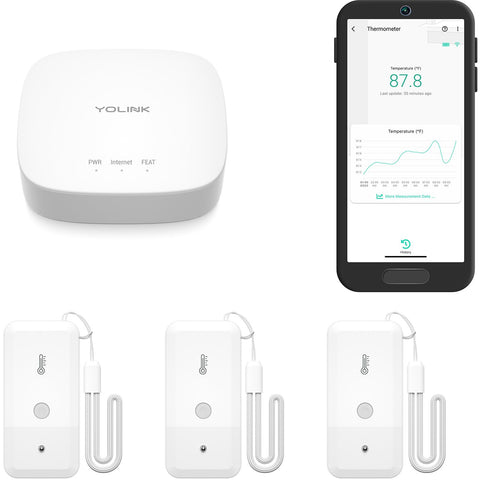 YoLink smart freezer thermometer installed in fridge for precise temperature monitoring.