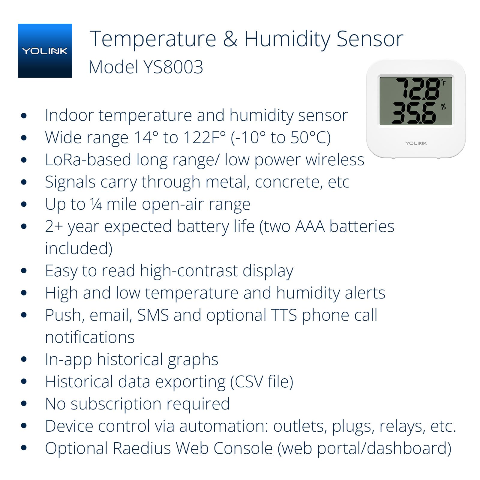 YoLink temperature sensor in fridge monitoring for stable storage conditions.