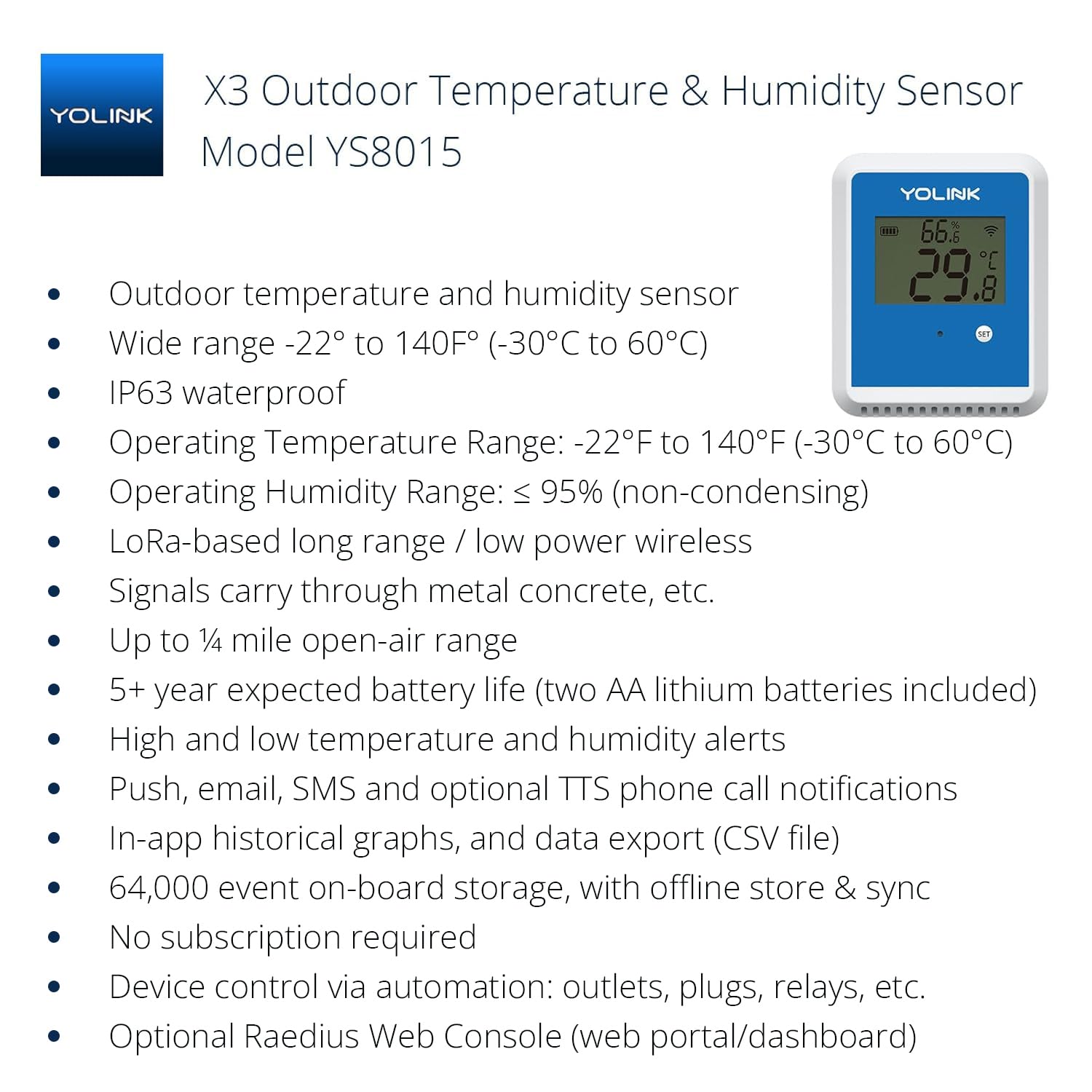 YoLink X3 data-logger offline capability captures readings without hub connection.