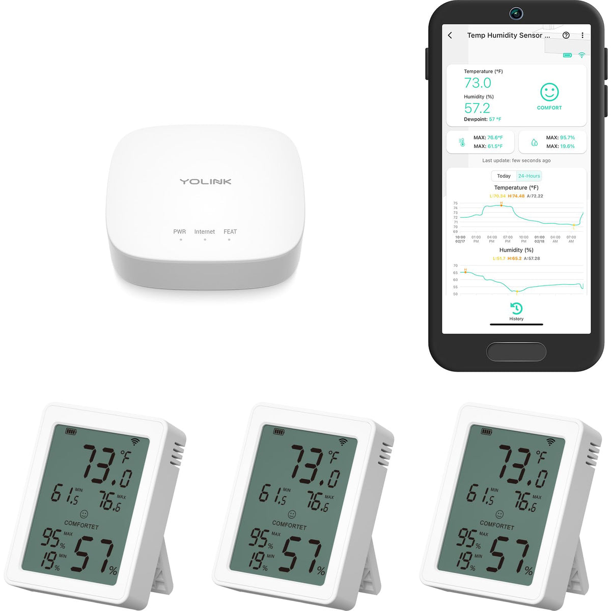 YoLink YS8023 indoor thermometer hygrometer with LCD display for real-time comfort monitoring