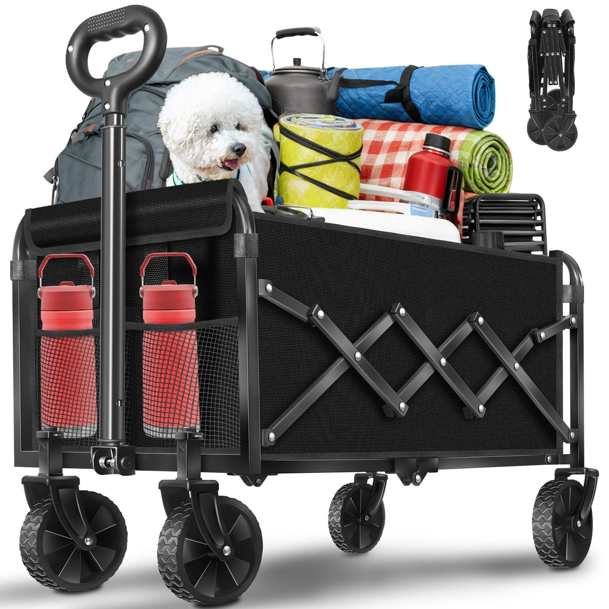 Yollber foldable wagon cart with compact fold for easy storage and transport.
