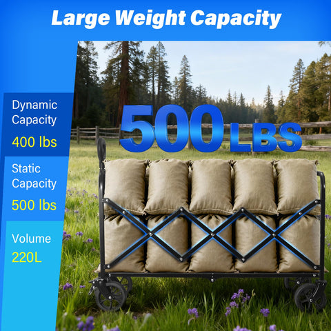 Yollber wagon quick-fold design for easy storage in cars and sheds.